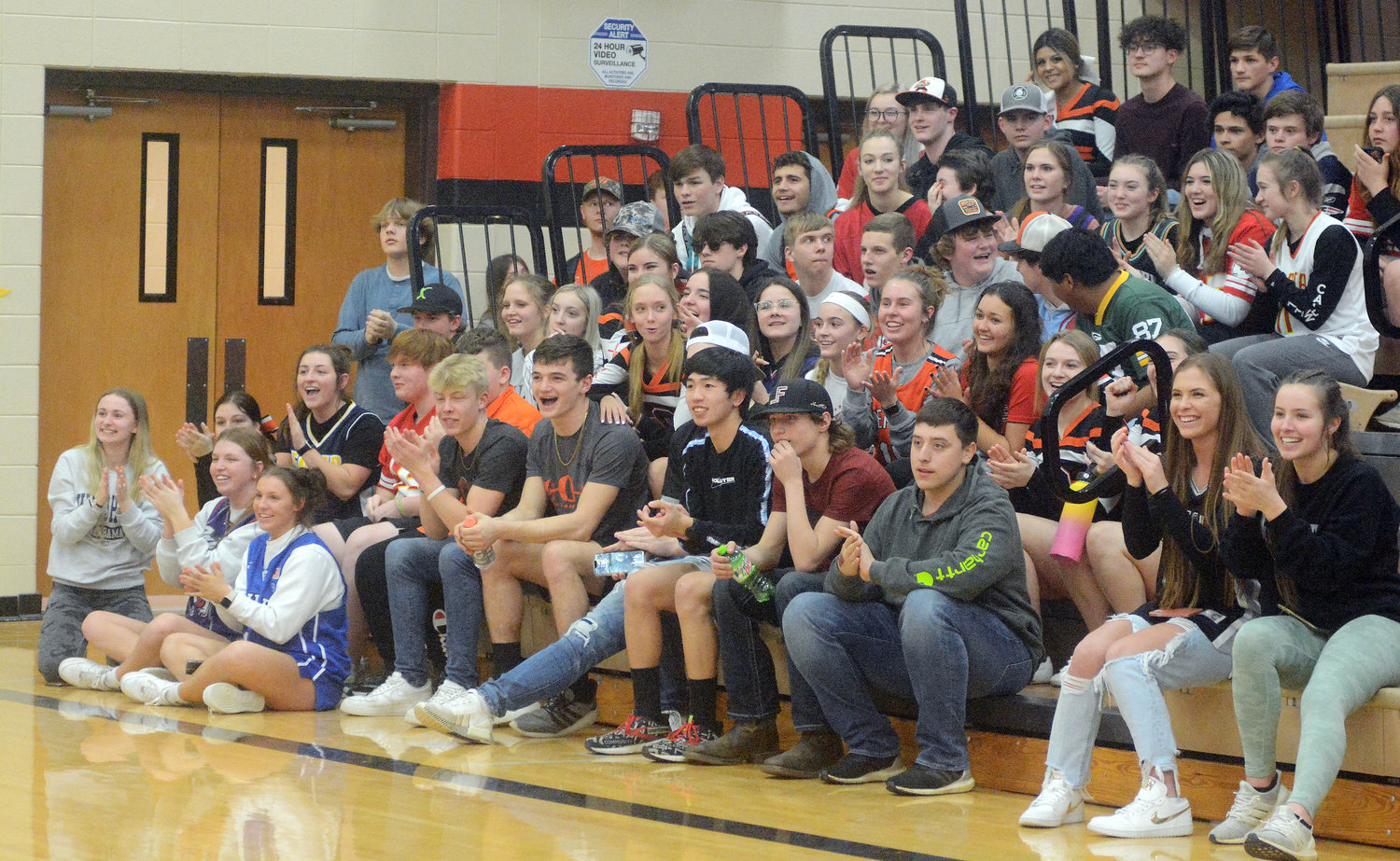 OHS students applaud as finalists were announced at halftime of the Hermann versus Owensville varsity boys basketball game played in Owensville. OHS